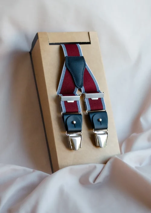 bretelles bordeaux vichy fabriquées en france signée clovis