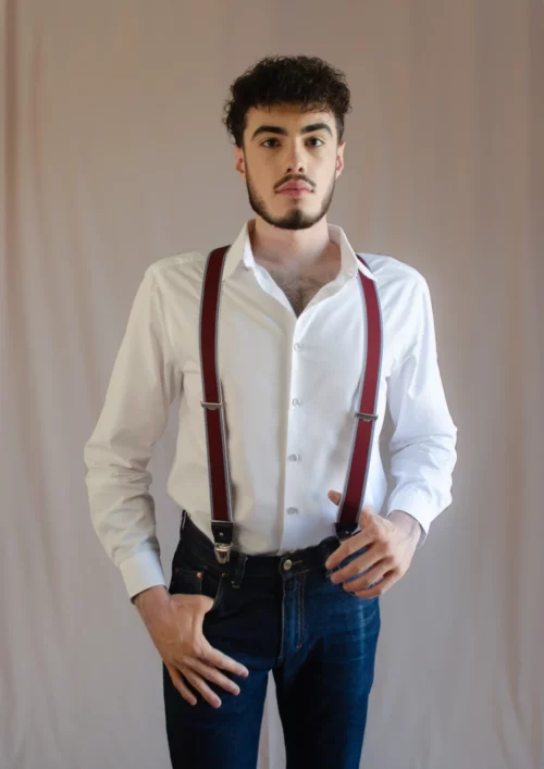 bretelles signée clovis bordeaux vichy fabriquées en france