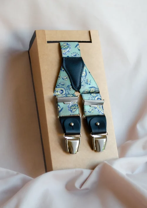 bretelles signée clovis homme cachemire vert