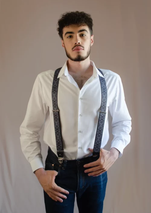 bretelles larges lion signée clovis homme