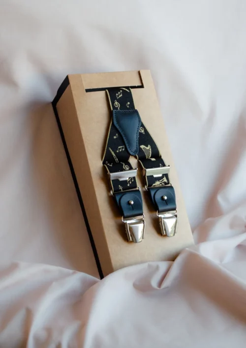 bretelles homme fantaisie musicien noir signée clovis