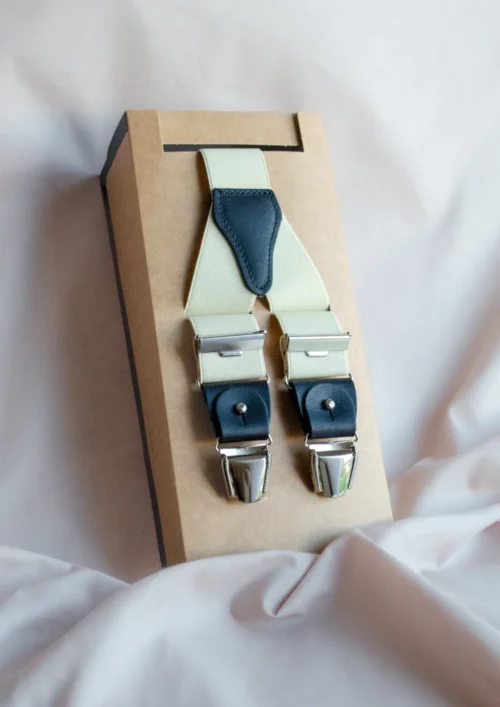 bretelles uni beige homme signée clovis