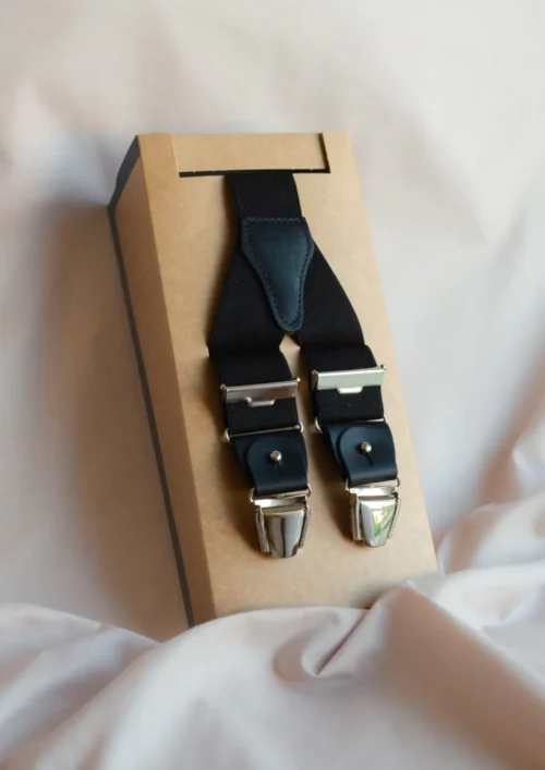 bretelles uni noir homme signée clovis