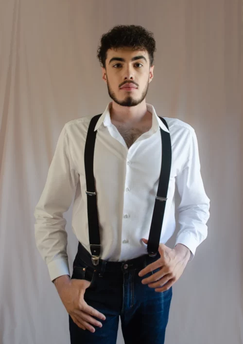 bretelles noir homme uni signée clovis