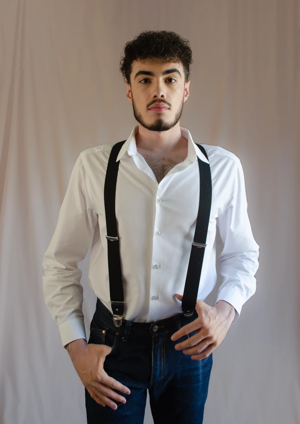 bretelles noir homme uni signée clovis