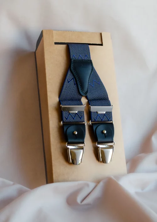 bretelles homme zig zag bleu signee clovis