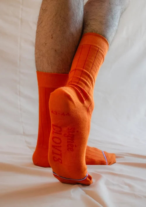 chaussettes orange coton bio signée clovis
