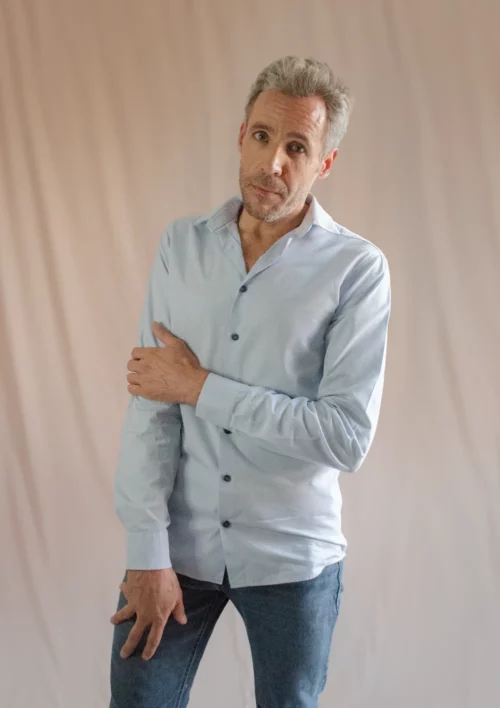 chemise signée clovis bleu ciel