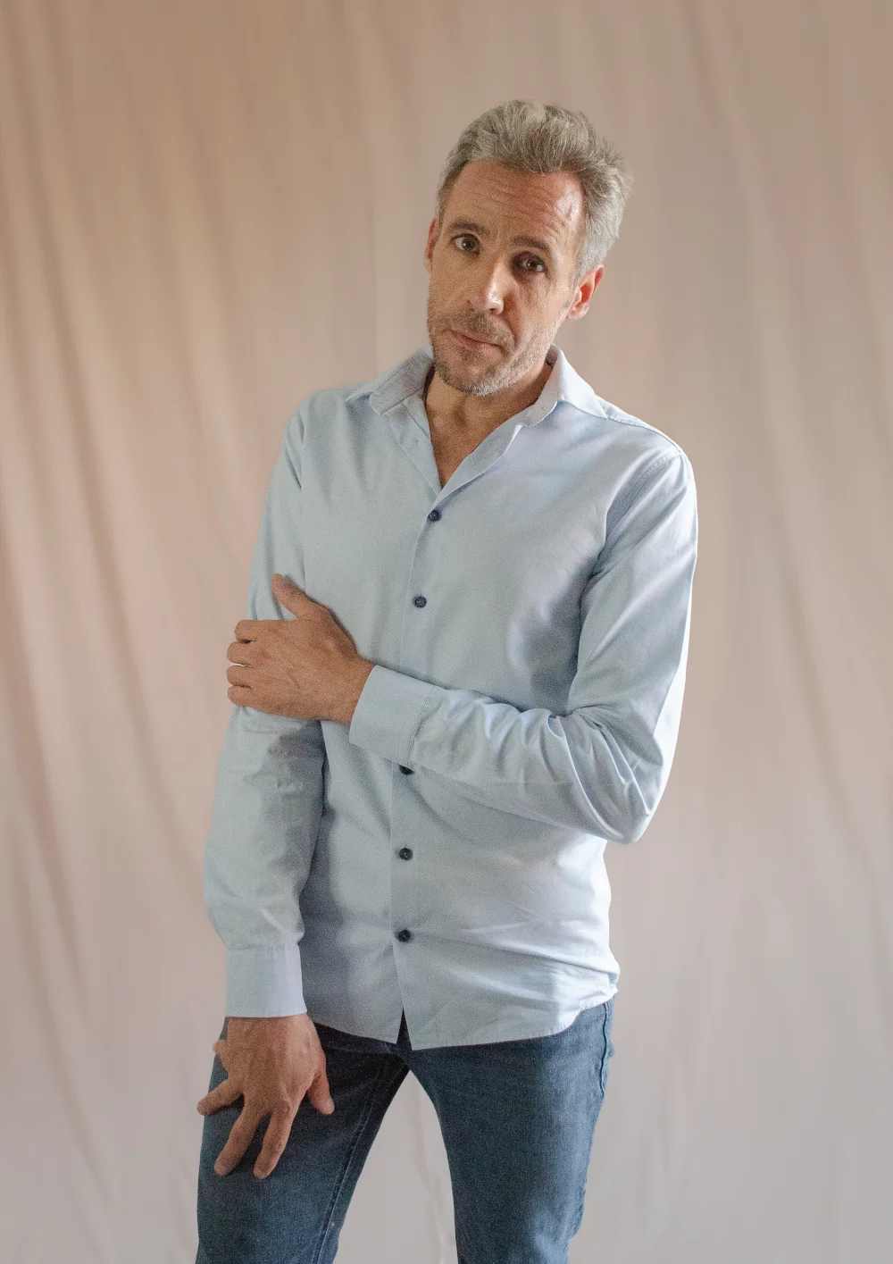 chemise signée clovis bleu ciel