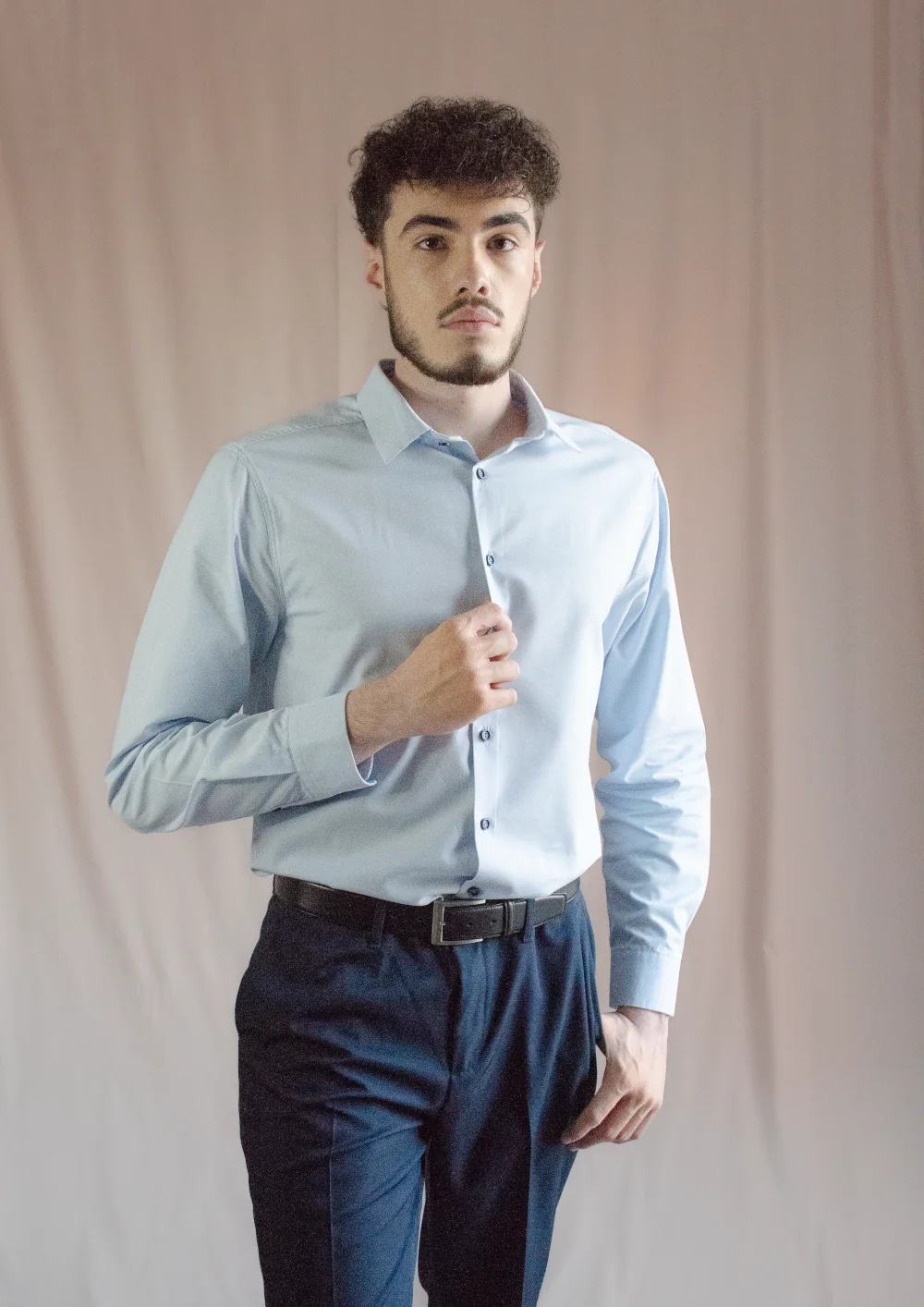 chemise signée clovis bleu ciel shino