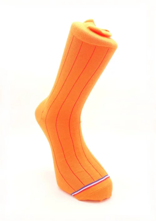 chaussettes orange coton bio homme signée clovis