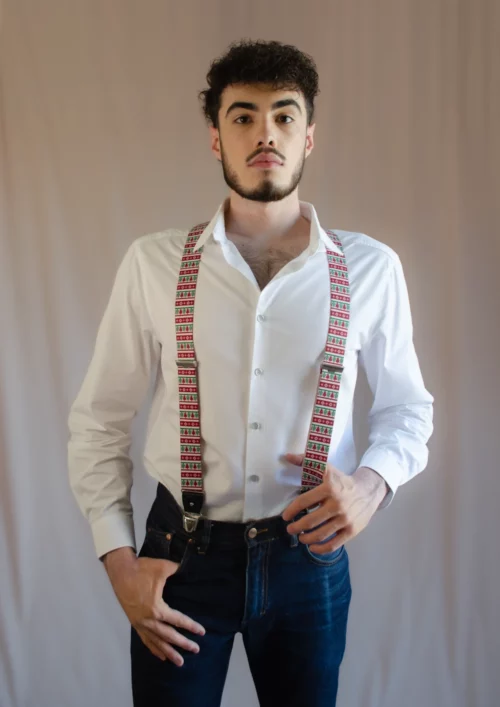 bretelles kitsch sapin noël signee clovis