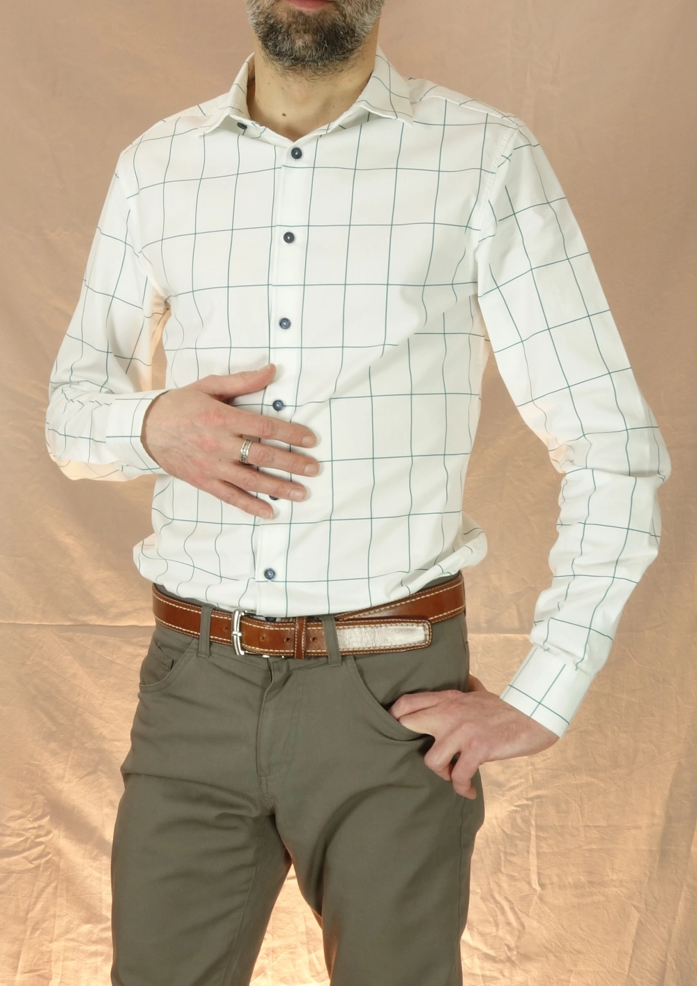 chemise teal green carreaux imprimé fabriquée en france signée clovis habillé