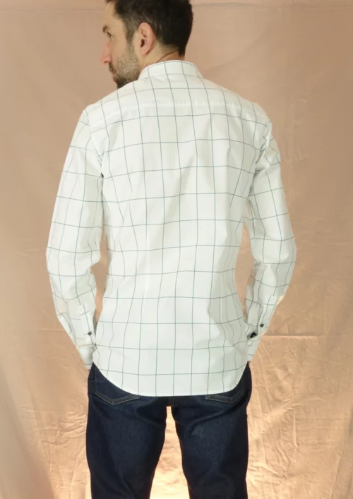 chemise teal green carreaux imprimé fabriquée en france signée clovis